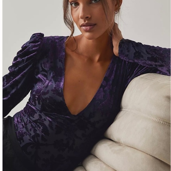 1. NWT Magic Hour Velvet Purple Bodysuit - Picture 3 of 4